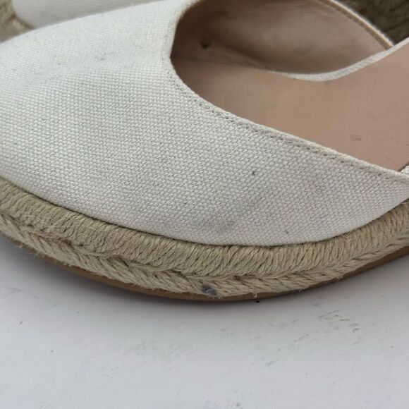 Stuart Weitzman mykonos canvas wedge Espadrilles white closed toes sandals Sz 10 - Picture 5 of 11